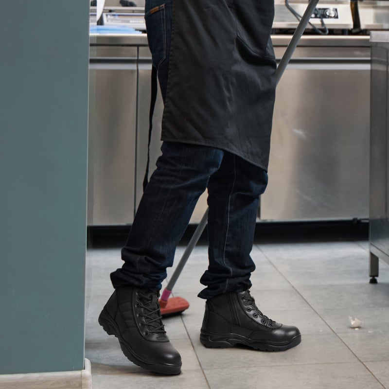 NORTIV 8 Men's Military Tactical Work Boots Side Zipper Leather Motorcycle Combat Boots Trooper,Size 9.5,Black,TROOPER - Image 3